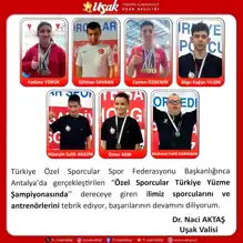 Uşaklı Özel Sporcular Yüzmede Başardı! Vali'den Tebrik