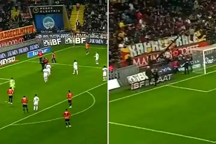 Kayserispor-Galatasaray Maçında Taraftarlar Sahaya Daldı!