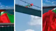 Fatih Sultan Mehmet Köprüsü'nde Amedspor bayrağı asıldı