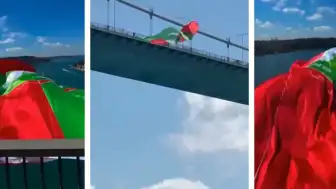 Fatih Sultan Mehmet Köprüsü'nde Amedspor bayrağı asıldı