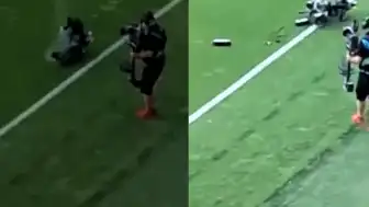 Hazırlık Maçında Sahaya Kamera Düştü, Felaketin Eşiğinden Dönüldü