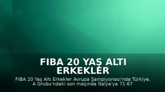 FIBA 20 Yaş Altı Erkekler Avrupa Şampiyonası: Türkiye, İtalya Karşısında Mağlup Oldu